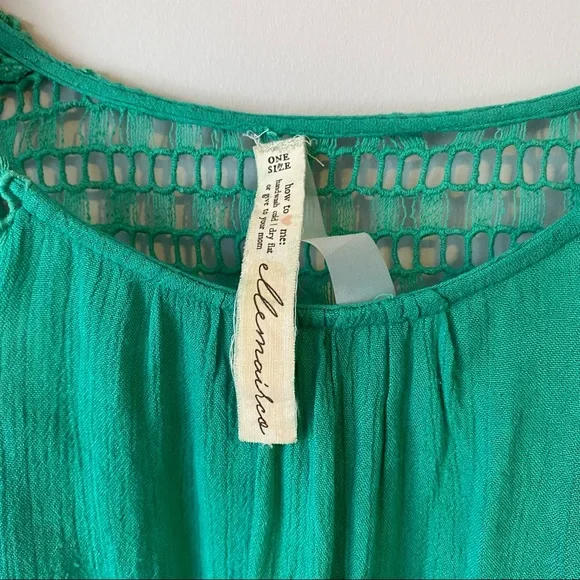 Ellemairco women’s boho bespoke flowy high low green floral crochet blouse - Med - Picture 9 of 13